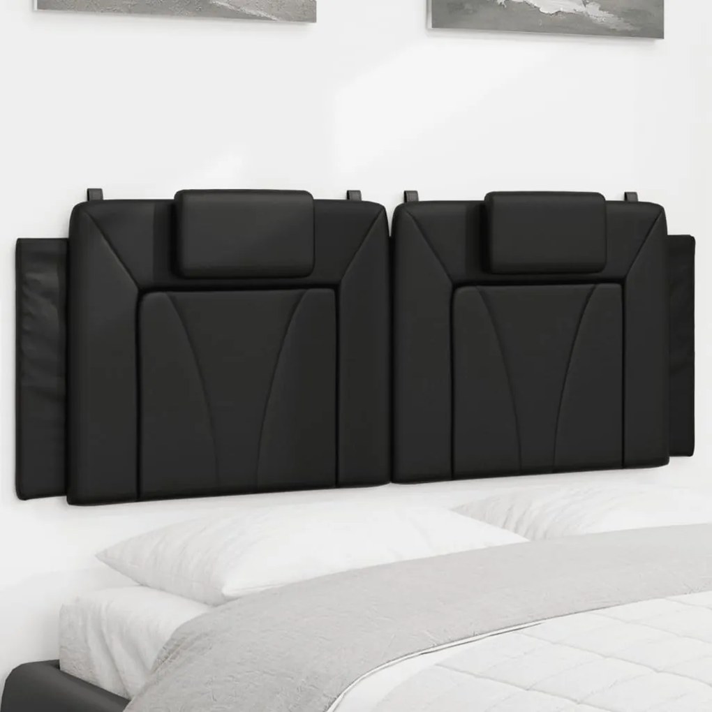 vidaXL Almofadão de cabeceira 120 cm couro artificial preto