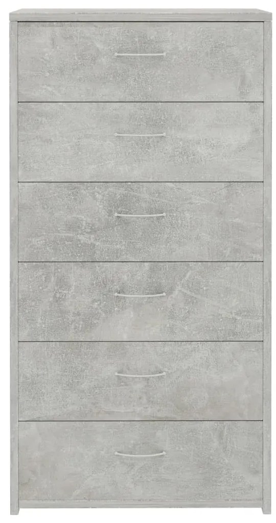 Aparador c/ 6 gavetas 50x34x96cm contraplacado cinzento cimento