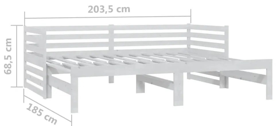 Estrutura sofá-cama de puxar 2x(90x200) cm pinho maciço branco