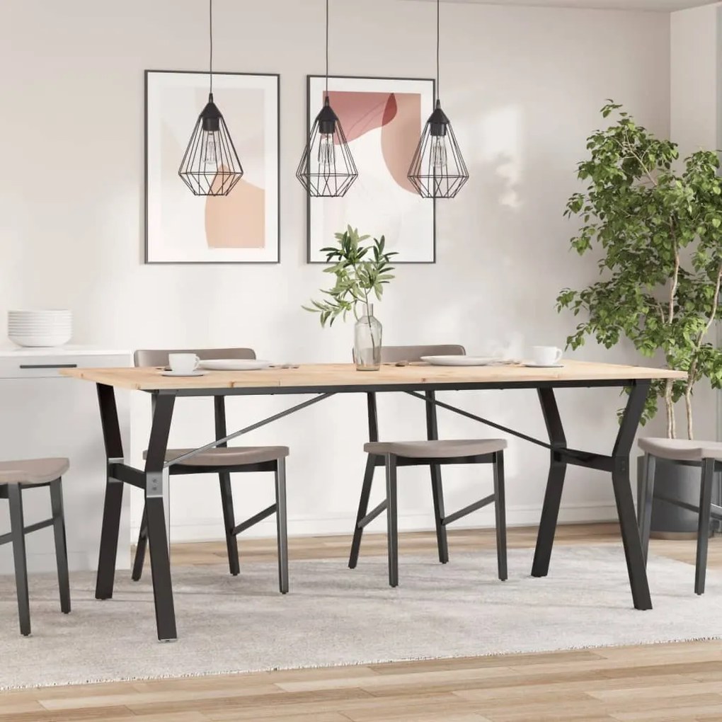 Mesa de jantar estrutura em Y 180x90x75cm pinho e aço