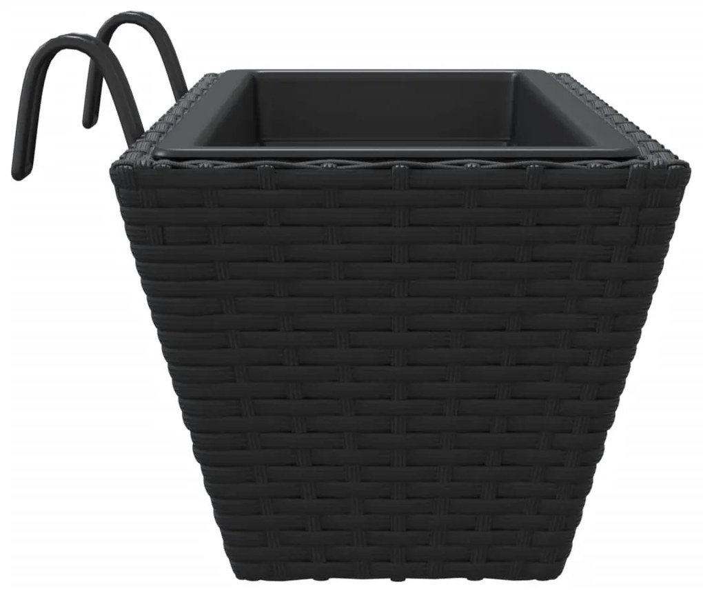 Canteiros com ganchos 2 pcs vime PE preto
