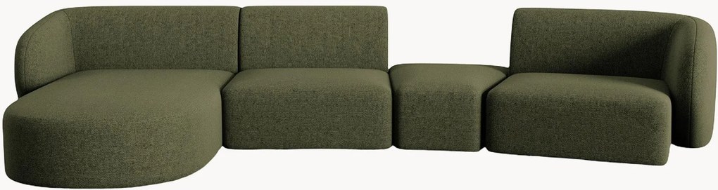 Sofá de canto modular em chenille Paolo (5 lugares)