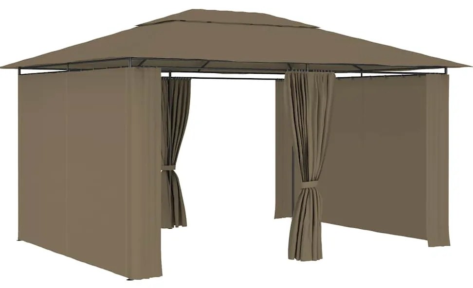 Tenda de jardim com cortinas 4x3m 180 g/m² cinzento-acastanhado