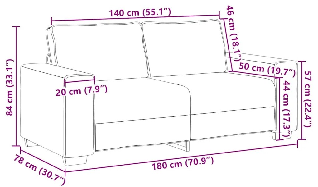 Sofá de 2 lugares verde escuro 140 cm tecido