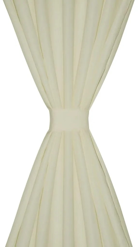 Cortinas de cetim com presilhas, 2 pcs, 140 x 245 cm, creme