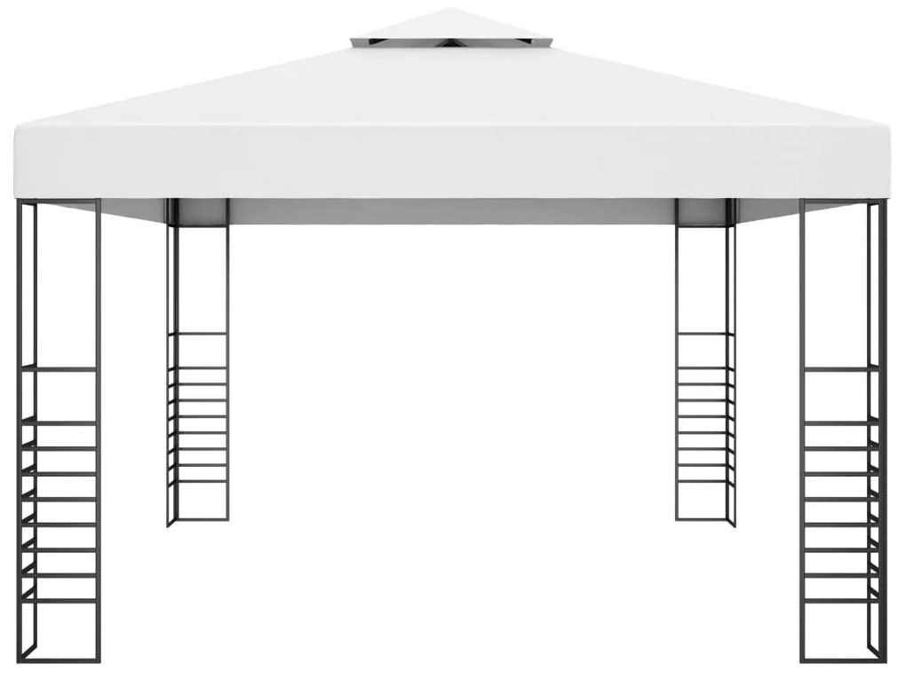 Gazebo com cordões de luzes LED 4x3x2,7 m branco