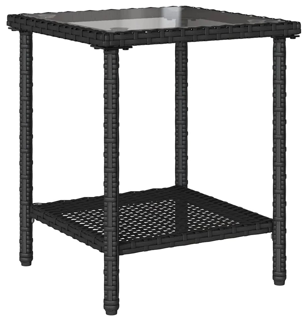 Sofá de jardim em forma de L c/ mesa e almofadões vime PE preto