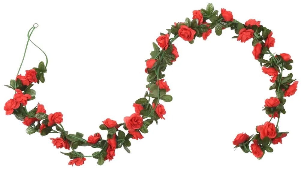 Grinaldas de flores de Natal 6 pcs 240 cm vermelho