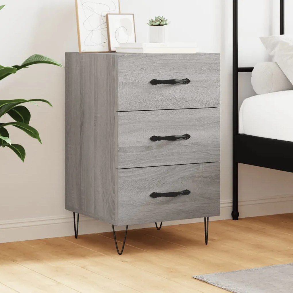 vidaXL Mesa de cabeceira 40x40x66 cm derivados madeira cinzento sonoma