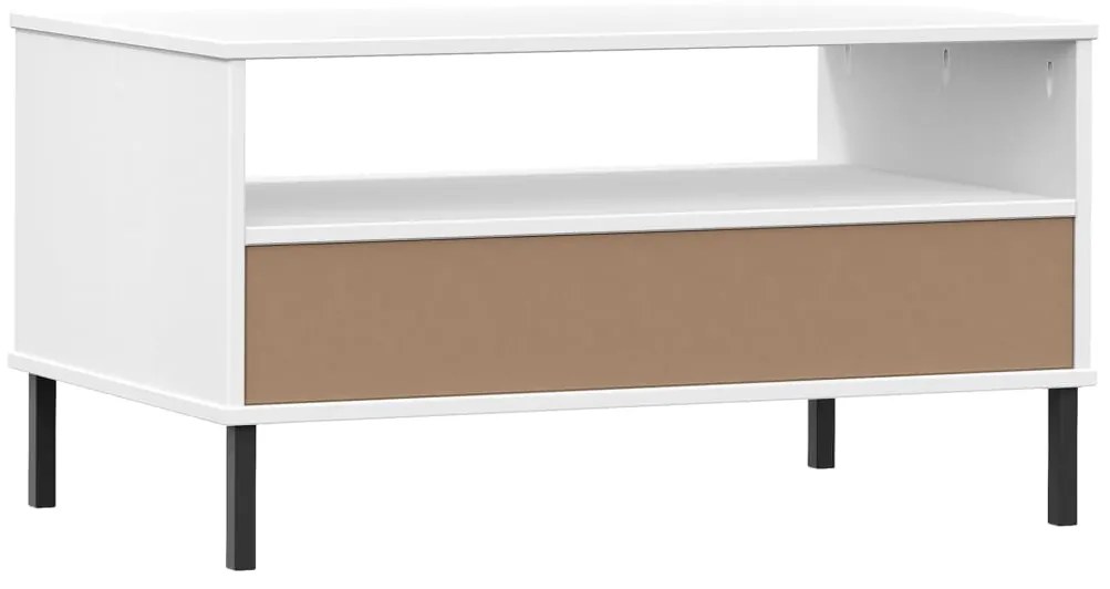 Mesa de centro com pernas de metal madeira maciça OSLO branco