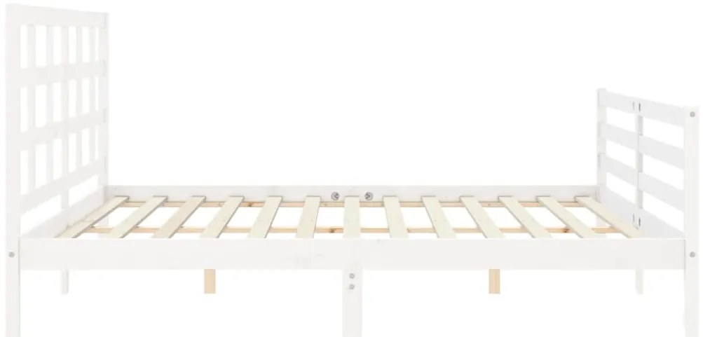 Estrutura de cama com cabeceira 200x200cm madeira maciça branco