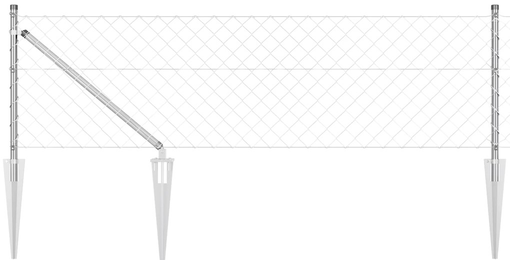 vidaXL Cerca de Malha com 13 Postes de Espeto 0,4x25 m Aço Galvanizado