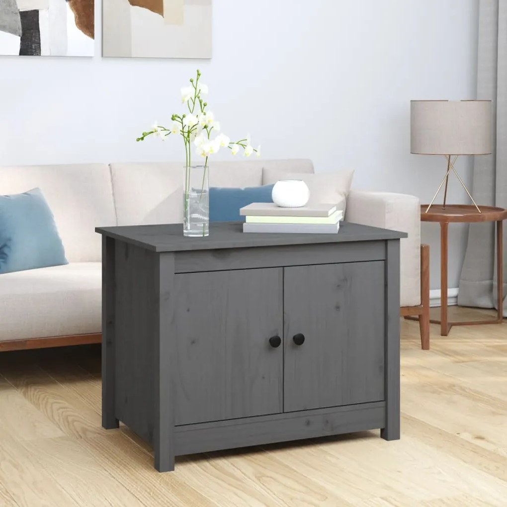 vidaXL Mesa de centro 71x49x55 cm pinho maciço cinza