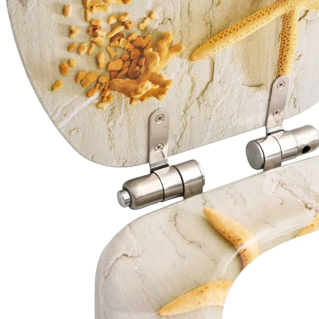 Assentos sanita 2 pcs c/ tampas fecho suave MDF design estrelas