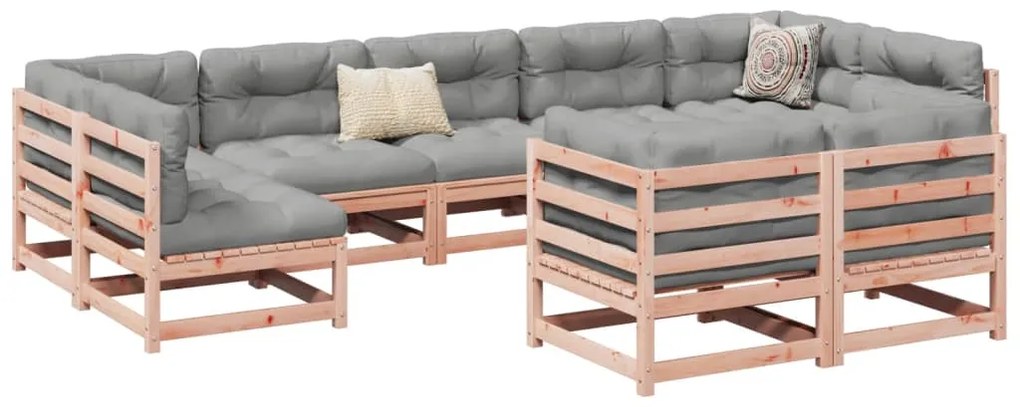 vidaXL 9 pcs conj. sofás jardim c/ almofadões madeira abeto-de-douglas