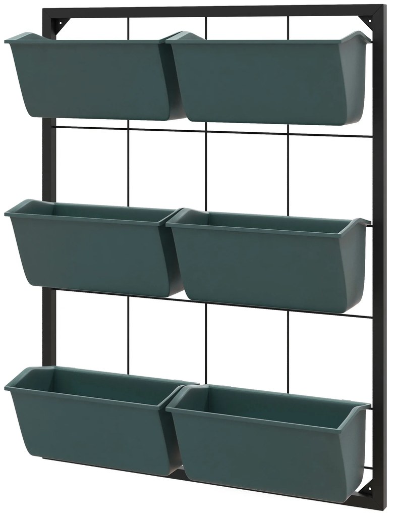 Outsunny Horta Vertical de 3 Níveis com 6 Vasos em Aço e Plástico 52x14x66 cm Verde Escuro | Aosom Portugal
