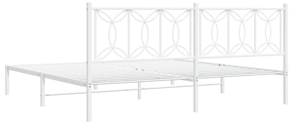 Estrutura de cama com cabeceira 200x200 cm metal branco