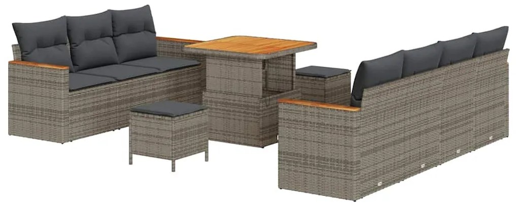 Conjunto de Sofá de Jardim vidaXL com Almofadas em Cinza Rattan Poly A
