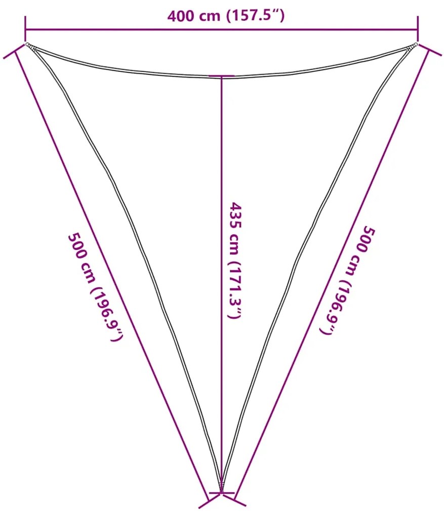 Para-sol estilo vela 160 g/m² 4x5x5 m PEAD cinzento-acastanhado