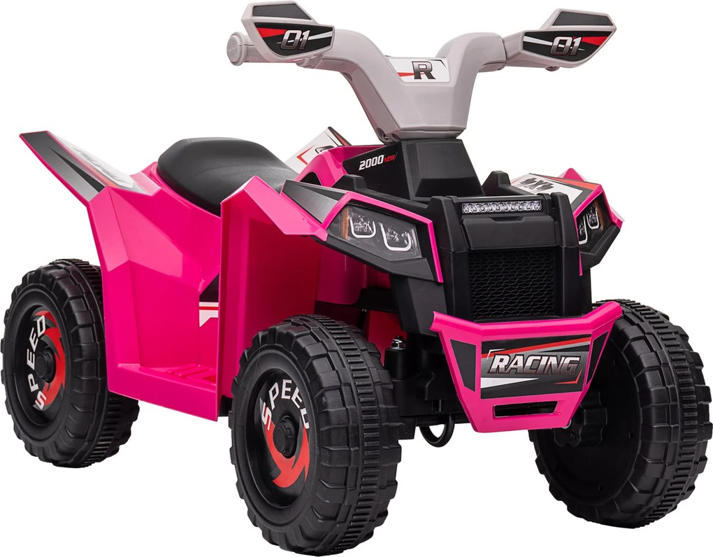 HOMCOM Quadriciclo Elétrico Crianças Veículo Bateria 6V Velocidade 25 kmh Seguro Divertido 70x415x485 cm Rosa | Aosom Portugal