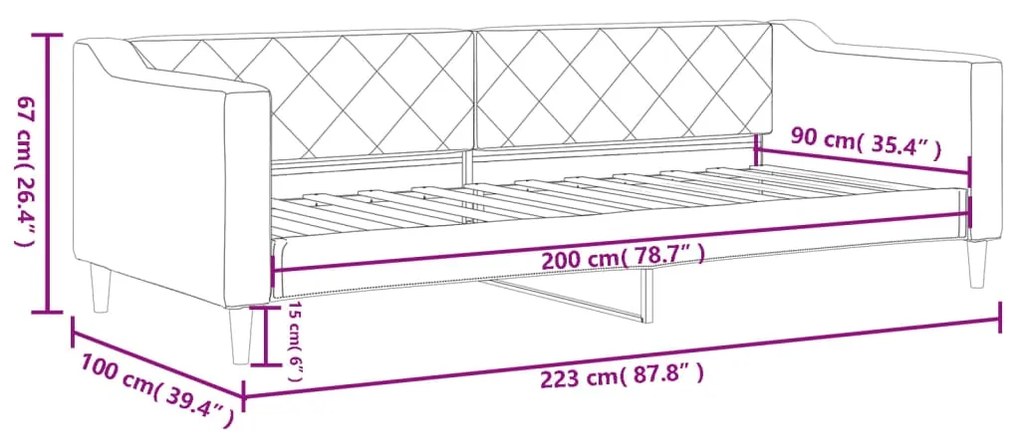 Sofá-cama 90x200 cm tecido preto