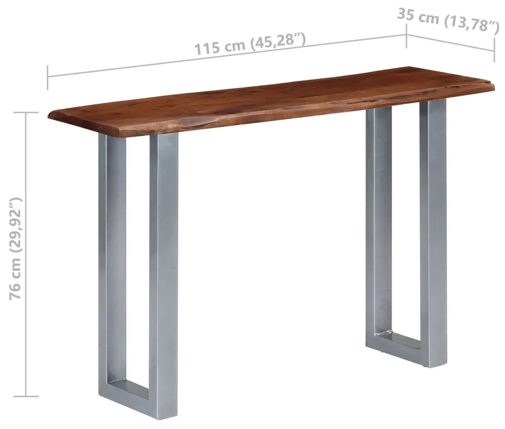 Mesa consola 115x35x76 cm madeira de acácia maciça e ferro