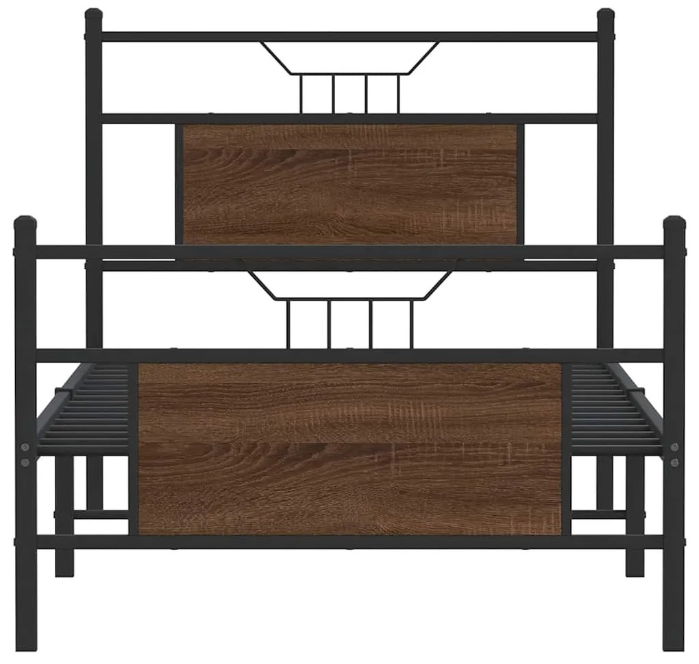 Estrutura cama s/ colchão derivados madeira carvalho castanho