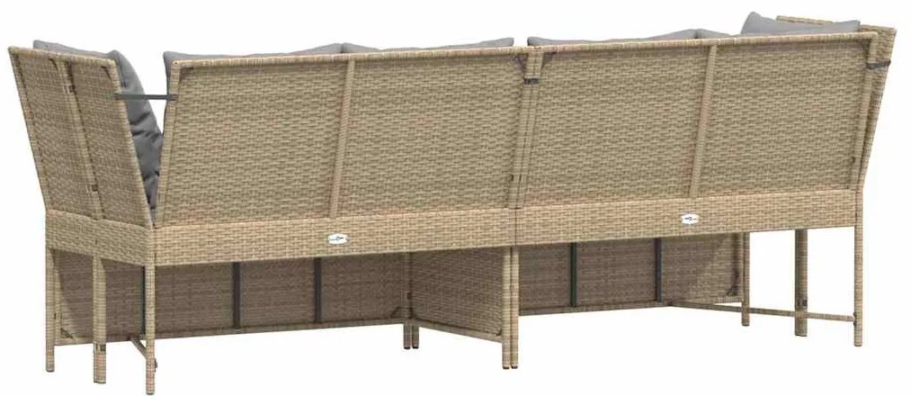 Sofá de jardim com almofadões vime PE bege