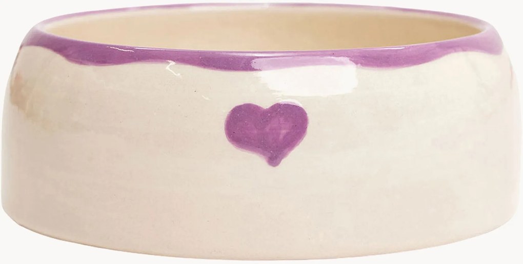 Taça para animais de estimação em cerâmica pintada à mão Heart