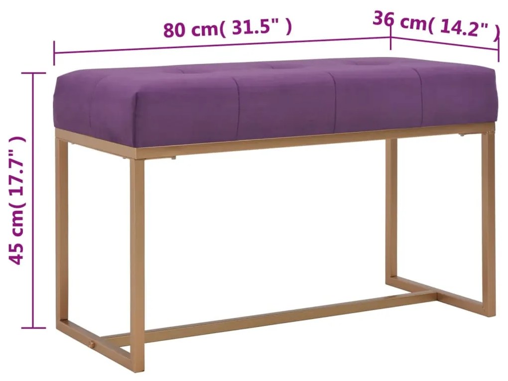 Banco 80 cm veludo roxo