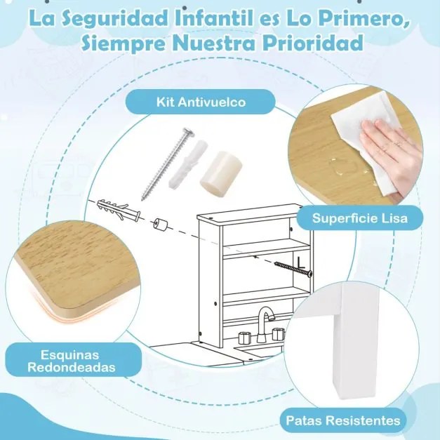 Centro Médico de Brincar de Madeira para Crianças 75 x 28 x 82 cm com Quadro Branco Balança para Animais de Estimação Torneira e Vários Acessórios Bra