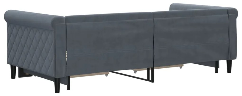 Sofá-cama c/ gavetão e gavetas 90x190 cm veludo cinzento-escuro