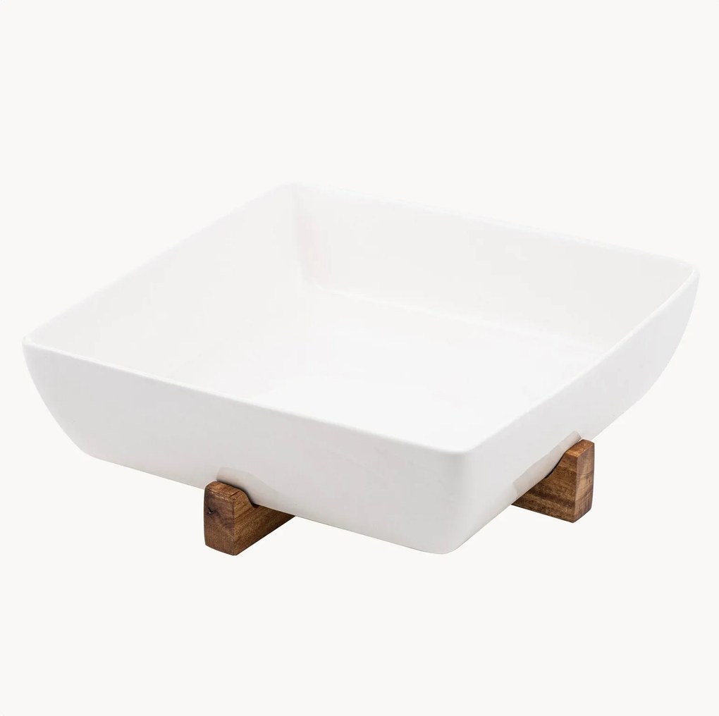 Travessa em porcelana com suporte Alto