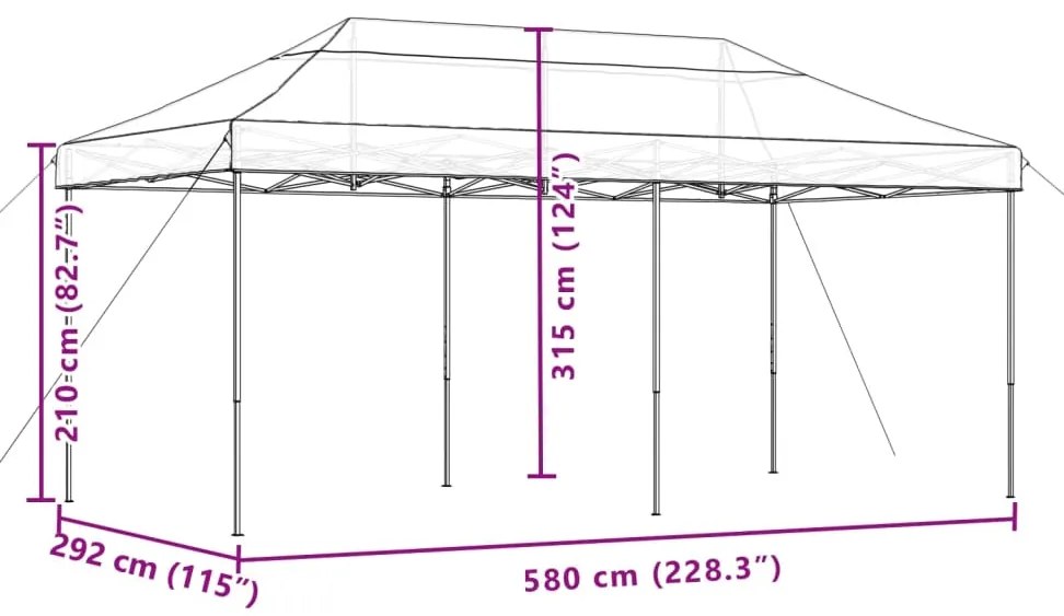 Tenda para festas pop-up dobrável 580x292x315 cm bordô