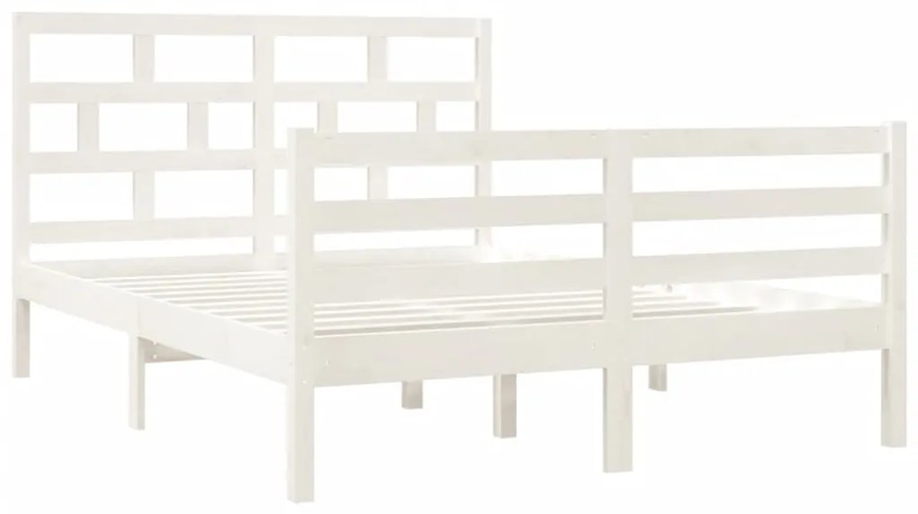 Estrutura de cama casal 135x190 cm madeira maciça branco