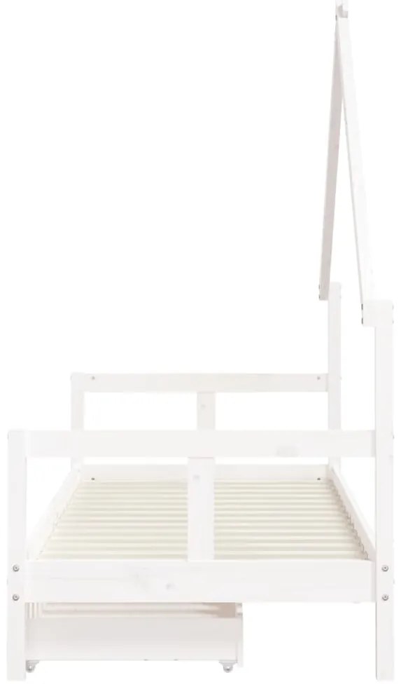 Estrutura cama infantil c/ gavetas 80x200cm pinho maciço branco