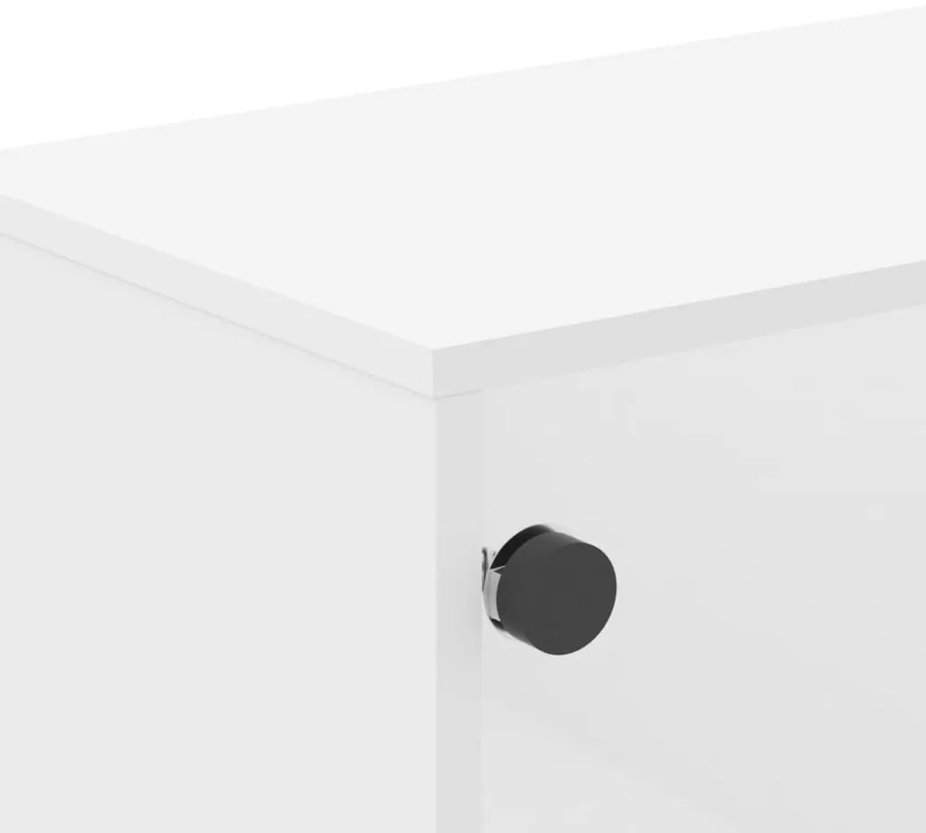 Móvel de TV c/ portas de vidro 102x37x50 cm branco