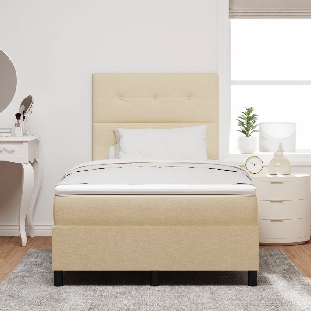 Cama Box com Colchão Creme 120x200 cm Tecido