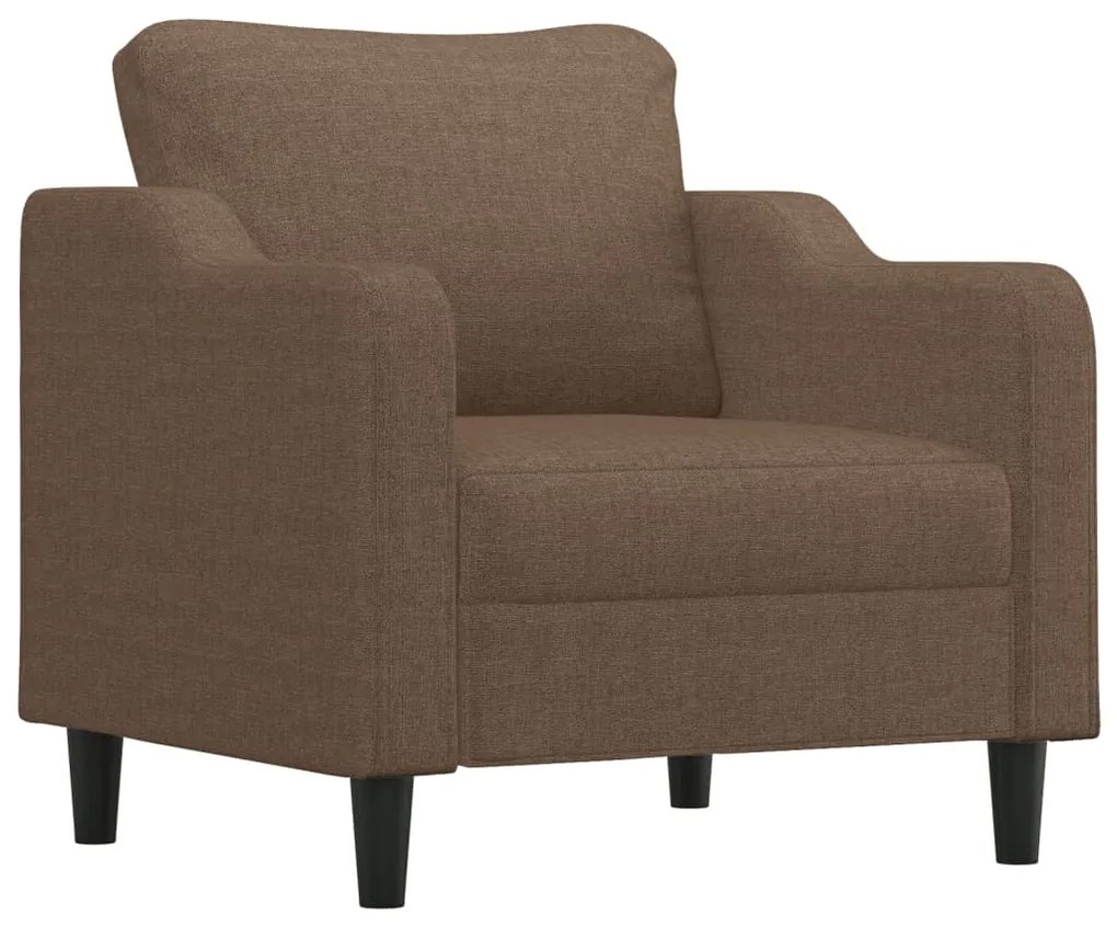 3 pcs conjunto de sofás com almofadas tecido castanho