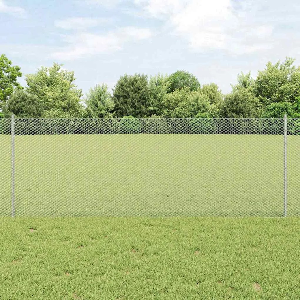 vidaXL Cerca com Postes Prateado 0.8 x 10 m Aço
