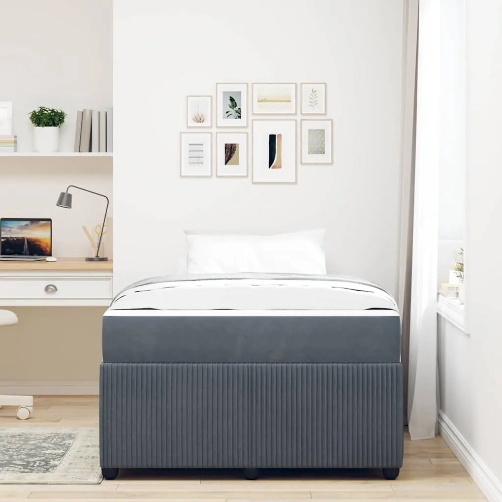 Estrutura de cama com colchão Cinzento escuro 120 x 190 cm