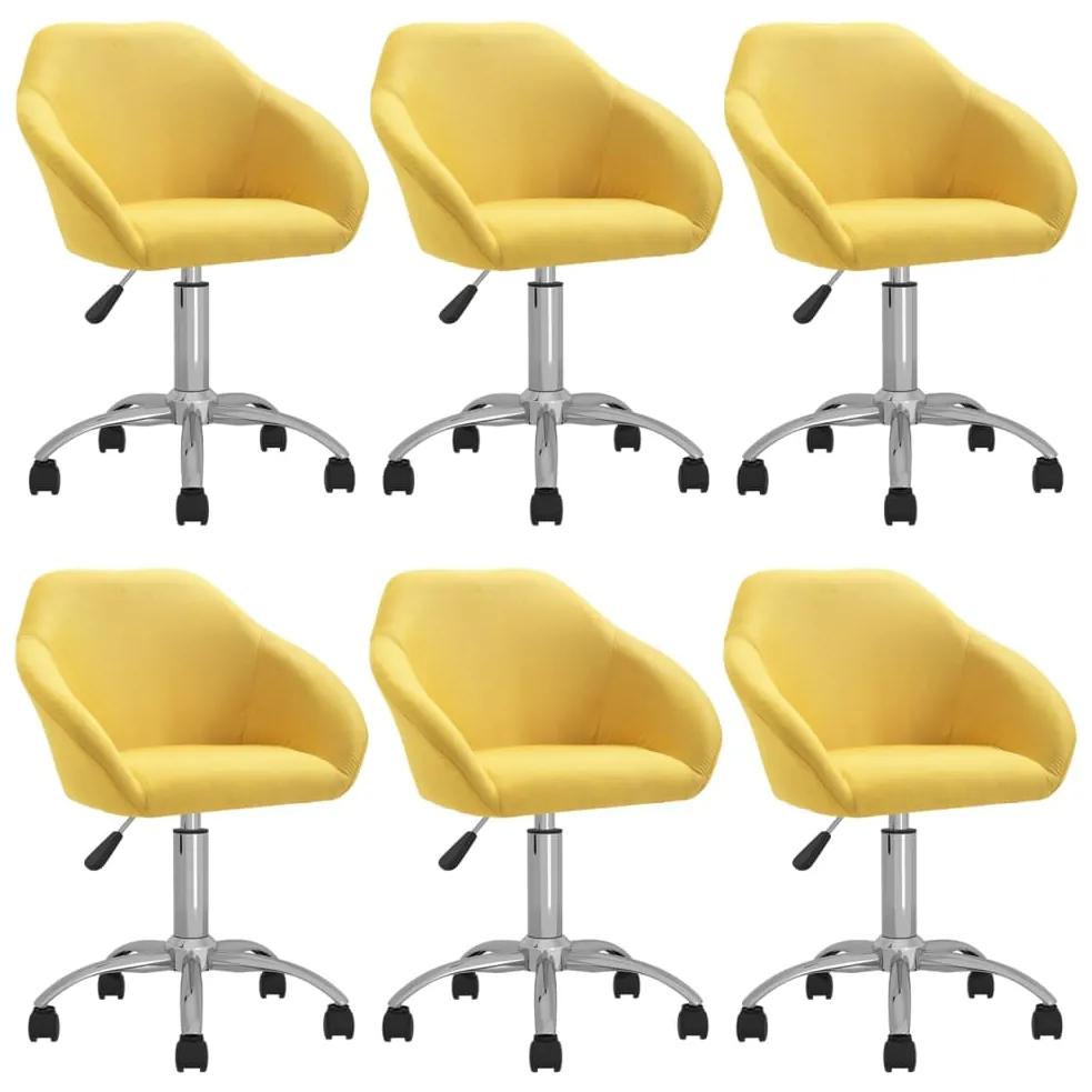 Cadeiras de jantar giratórias 6 pcs tecido amarelo