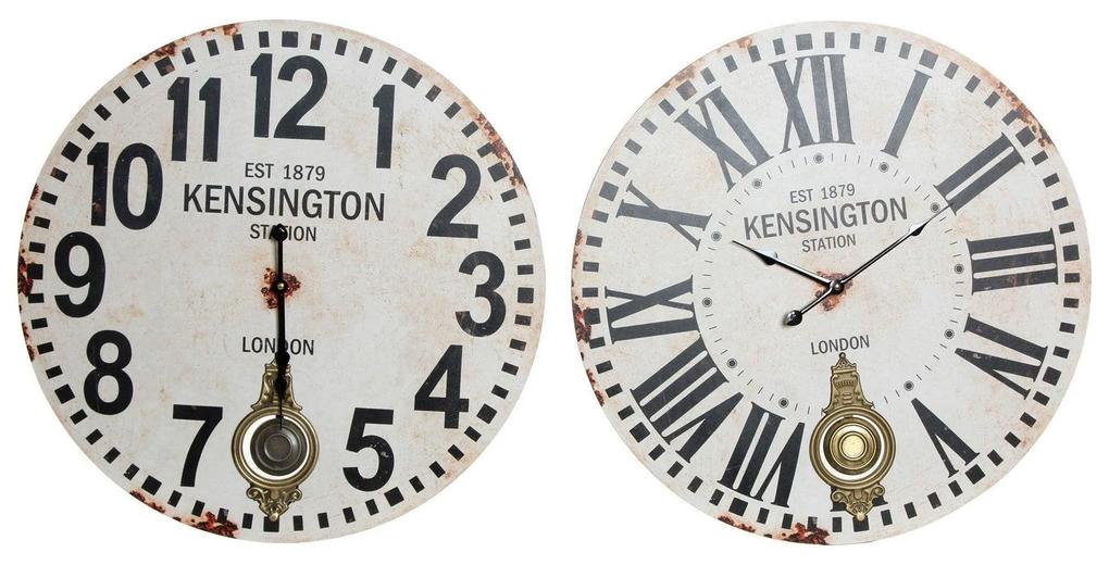 Relógio de Parede DKD Home Decor Pêndulo Preto Bege Metal Madeira MDF (2 pcs) (58 x 4 x 58 cm)