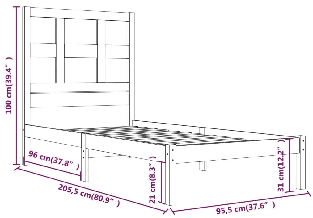 Cama sem colchão 90x200 cm madeira de pinho maciça branco