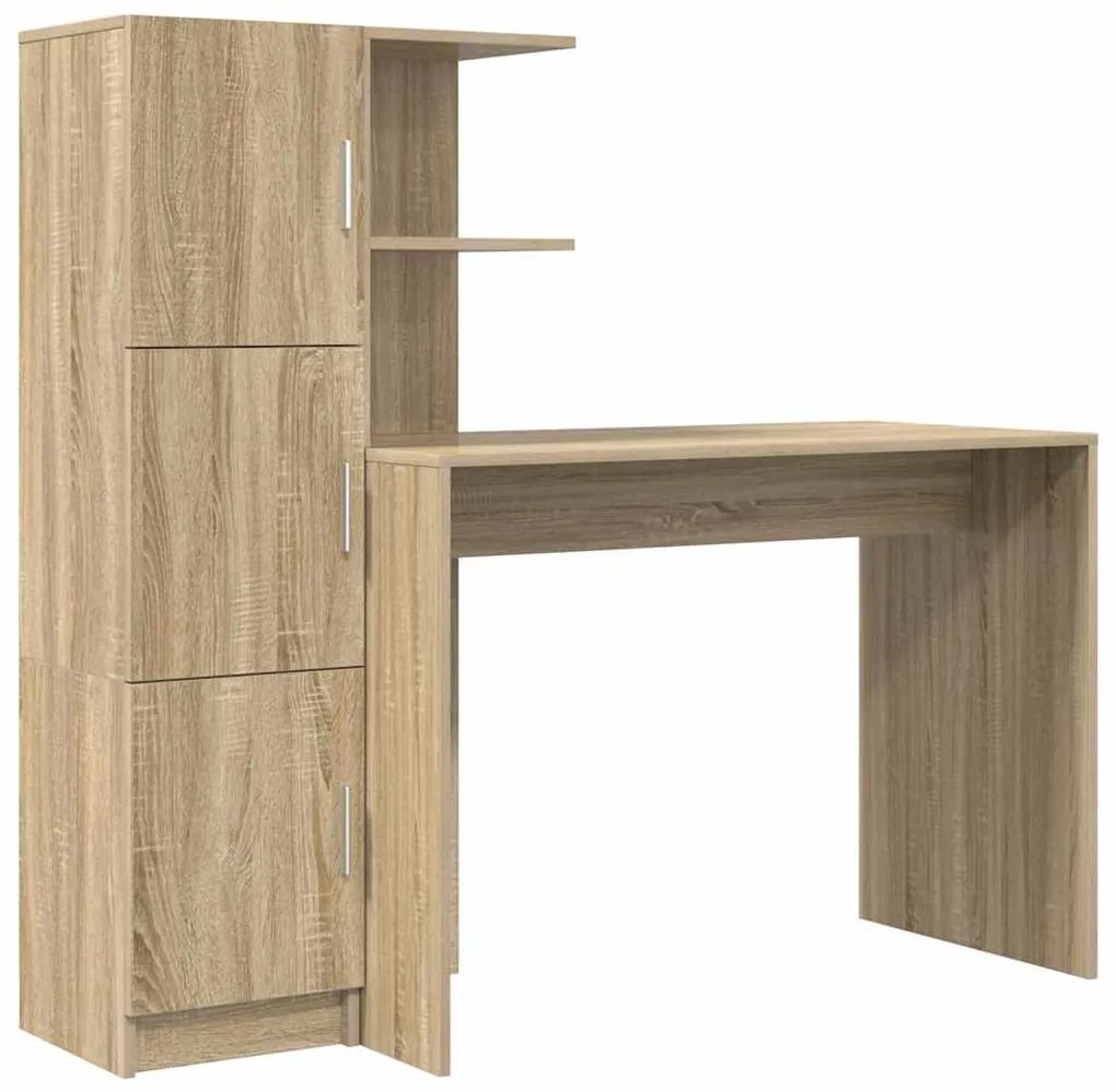 Mesa com Armazenamento em Madeira de Carvalho Sonoma