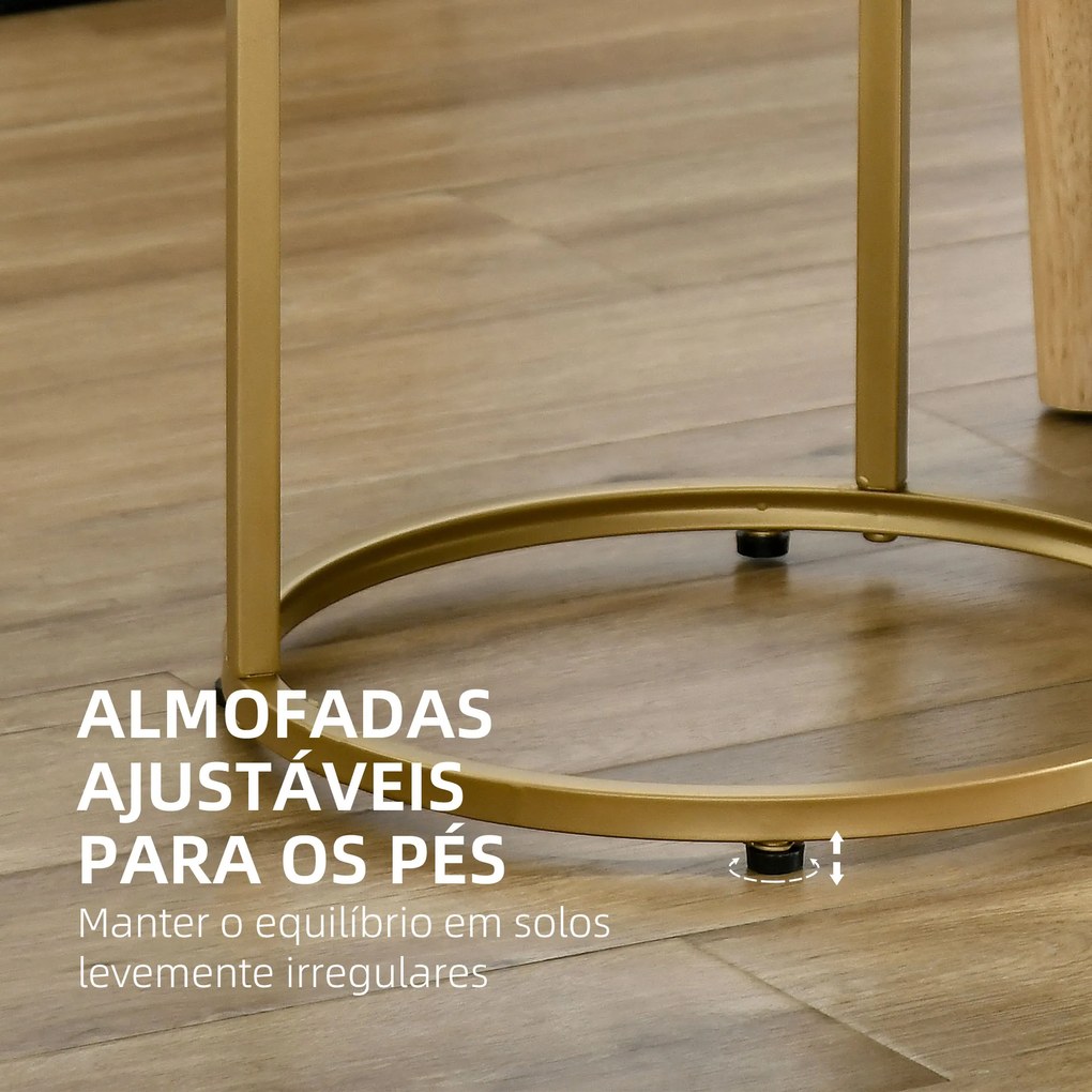 HOMCOM Conjunto de 2 Mesas Auxiliares Mesas Auxiliares com Estrutura de Metal e Bancada de Vidro para Sala de Estar Dormitório Ø50x58 cm e Ø37x51 cm Dourado
