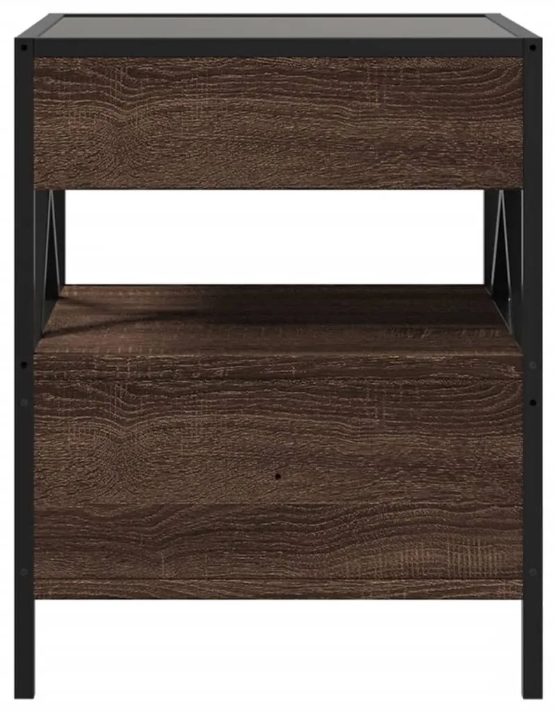 Mesa de cabeceira c/ LED Infinity 40x40x51 cm carvalho castanho