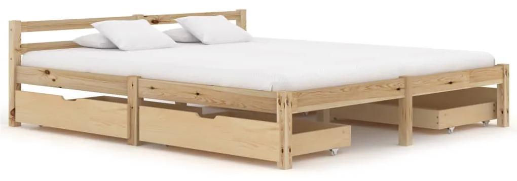 3060335 vidaXL Estrutura de cama com 4 gavetas 180x200 cm pinho maciço