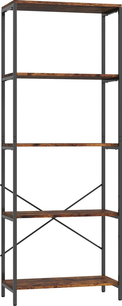 HOMCOM Estante de livros, 5 níveis, metal, superfície melamínica, marrom | Aosom Portugal