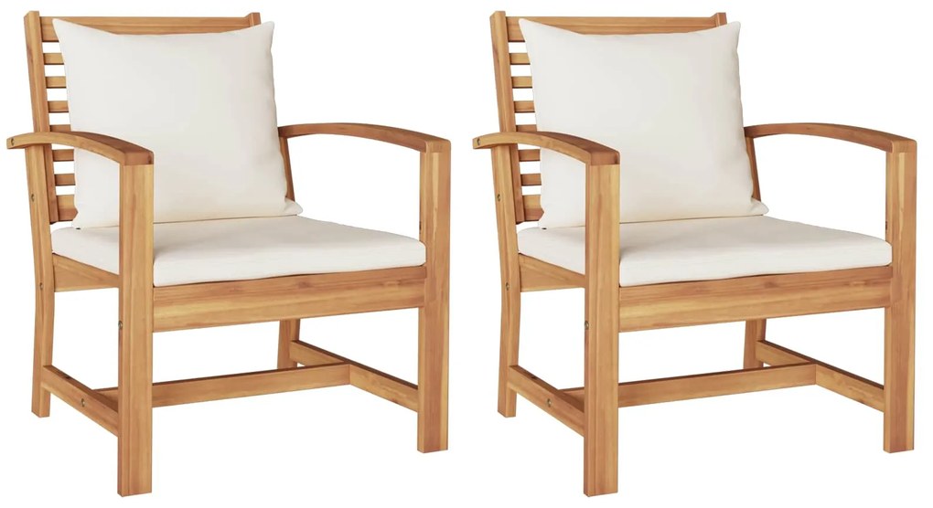 vidaXL Cadeira com almofada 2 pcs Marrom e Creme 110 x 65 x 76.5 cm